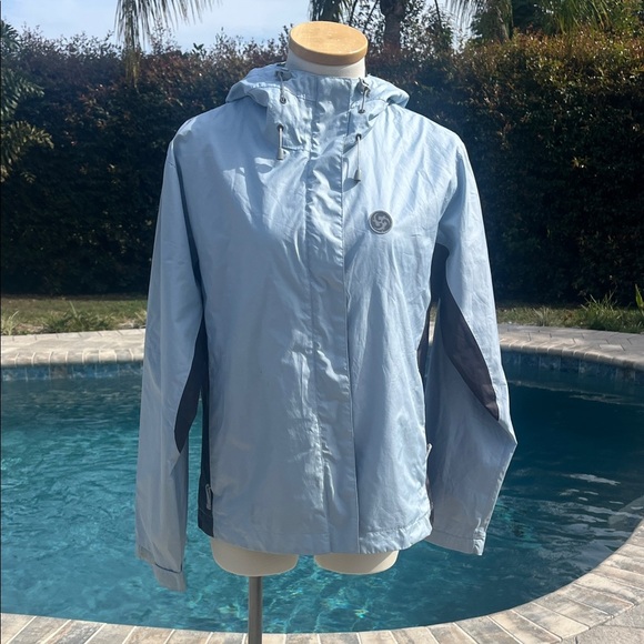 Crane Jackets & Blazers - Crane Small Light Blue Hooded Windbreaker Womens TechTex